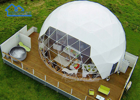 شراء خيمة فندقية 6m Dia Glamping إطار خشب صلب معزول PVDF مطلي لخيم سفاري تصنيع عبر الإنترنت